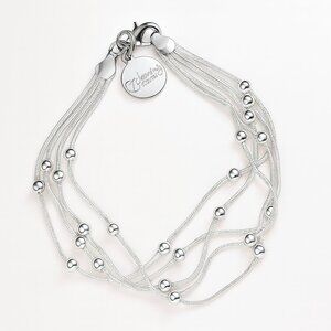 NWT 7 Charming‎ Sisters Multi-Strand Silver Bead Bracelet 8.5 Inches